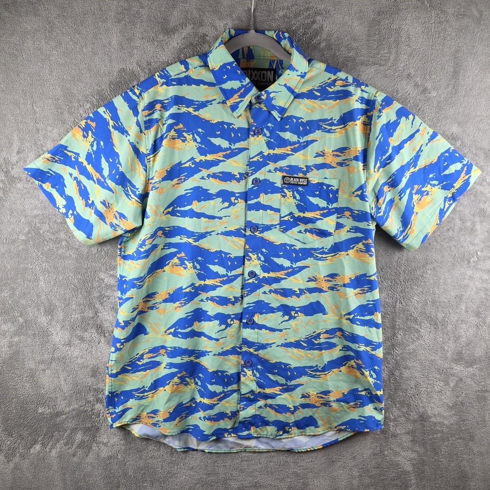 Dixxon Black Rifle Coffee Shirt Camo Performance Button Down S/S Mens Large